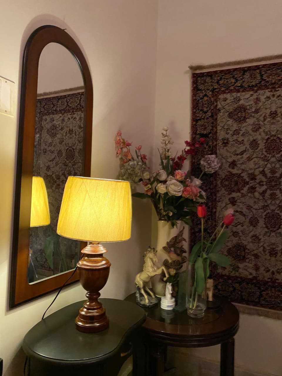 Handcrafted Vintage Wooden Table Lamp (Pair)